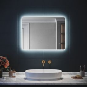 Miroir Lumineux Salle de Bain  80x60cm SIRHONA LED Eclairage Intégré, Fonction Anti-buée Horizontal rétro-éclairé