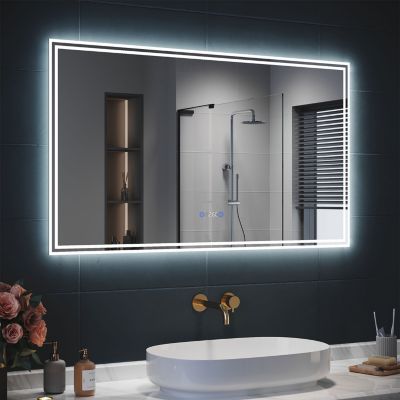 Miroir De Salle De Bain LED Intelligent Ryga - Bluetooth, Horloge, Interrupteur, Modèle F03