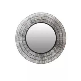 Miroir métal rond filaire noir diam.80cm