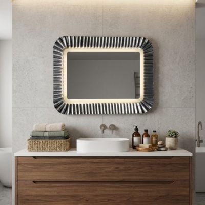Miroir Moderne Avec Cadre En Verre Fondu Couleur Argent 94 X 68 Cm