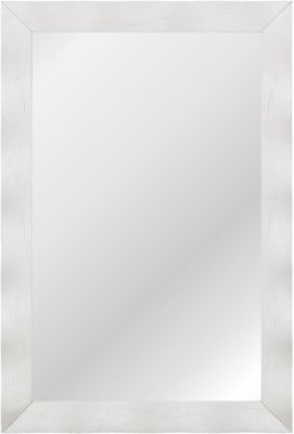 Miroir Mural 106 x 71,5 cm, Cadre en Bois d'Hévéa, Miroir de Courtoisie à Suspension, pour Salle de Bain, Salon, Entrée, Blanc
