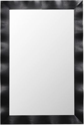 Miroir Mural 106 x 71,5 cm,Cadre en Bois d'Hévéa, Miroir de Courtoisie à Suspension, pour Salle de Bain, Salon, Entrée, Noir