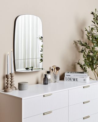 Miroir mural avec étagère BRANNAY 40 cm 60 cm Métal Argenté
