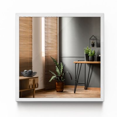 Miroir mural cadre MDF blanc 50x50 cm carré
