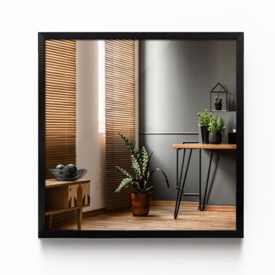 Miroir mural cadre MDF noir 50x50 cm carré