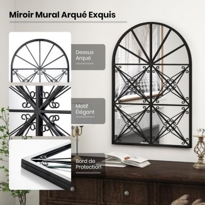 Miroir Mural Décoratif avec Cadre en Forme de Soleil 70 cm en Verre et