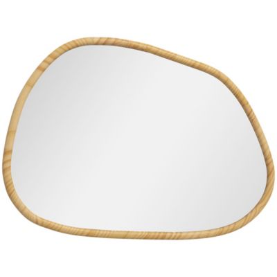 Miroir mural décoratif forme organique dim. 70L x 50H cm cadre bois de pin verni
