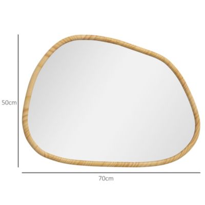 Miroir mural décoratif forme organique dim. 70L x 50H cm cadre bois de pin verni