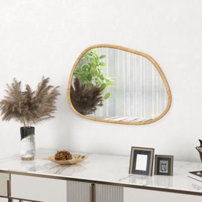Miroir mural décoratif forme organique dim. 70L x 50H cm cadre bois de pin verni