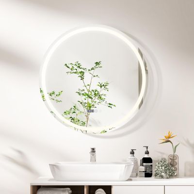 Miroir Mural de Salle de Bain LED Antibuée avec Interrupteur Tactile 3 Couleurs Luminosité Réglable Rond