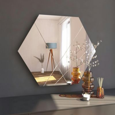 Miroir mural design hexagonal lignes décoratives 70 cm CODY