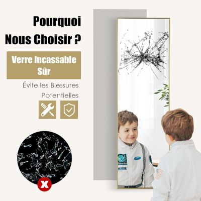 Miroir Mural Haute Définition avec Membrane Antidéflagrante Miroir Pleine Longueur Suspendu