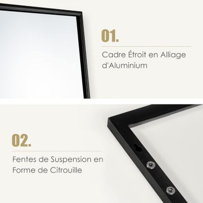 Miroir Mural Haute Définition avec Membrane Antidéflagrante Miroir Pleine Longueur Suspendu