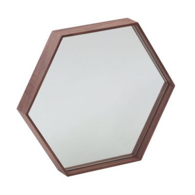 Miroir mural hexagonale noyer 3039 - 46x40x6 cm
