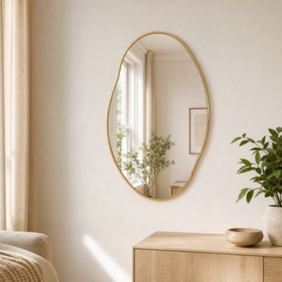 Miroir mural Lena Miroir organique avec cadre en aluminium champagne 60 X 90 cm