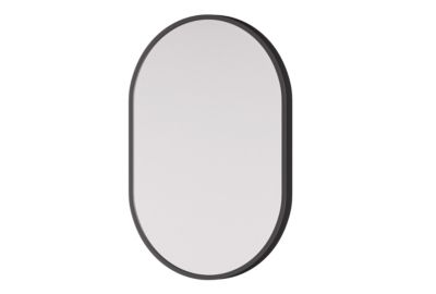 Miroir mural oval design salle de bain avec cadre en aluminium noir, 8144B, 40x60cm