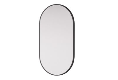 Miroir mural oval design salle de bain avec cadre en aluminium noir, 8144B, 55x100cm