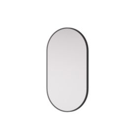 Miroir mural oval design salle de bain avec cadre en aluminium noir, 8144B, 55x100cm