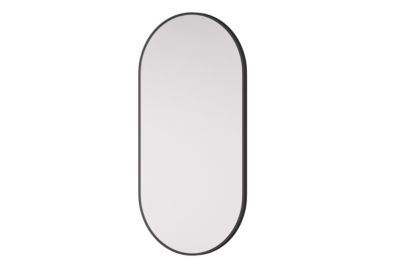 Miroir mural oval design salle de bain avec cadre en aluminium noir, 8144B, 60x120cm