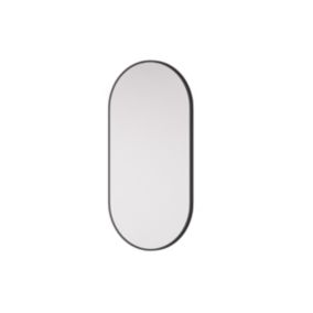 Miroir mural oval design salle de bain avec cadre en aluminium noir, 8144B, 60x120cm