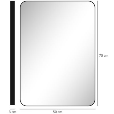 Miroir Intégral Mural 120x40cm - Cadre Aluminium Noir, Verre Trempé, Vue Complète