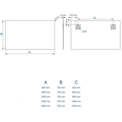 Miroir mural rectangulaire en aluminium pour la salle de bain - 2137 - 90x70cm