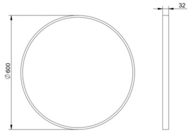 Miroir mural rond design salle de bain, cadre en aluminium, verre 4mm, 8232- Noir, diam. 60cm