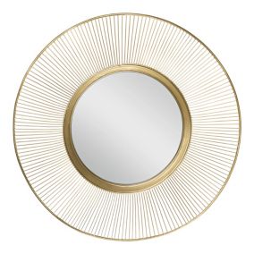 Miroir mural rond doré en verre/métal design Belo Horizontale 82 cm