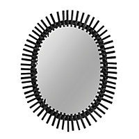 Miroir mural rotin ovale 58 x 48 cm noir