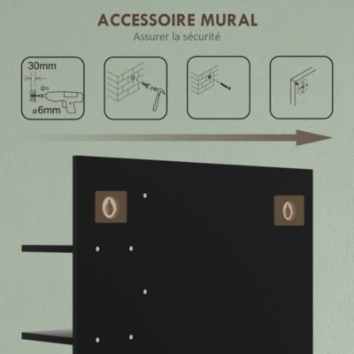 Miroir mural salle de bain - étagères - bambou verni MDF noir