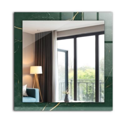 Miroir Mural Tulup 60x60 cm Feuilles Vertes Dorées Pour Chambre