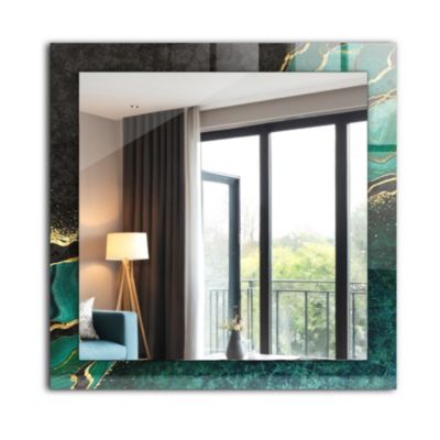 Miroir Mural Tulup 60x60 cm Motifs Abstraits Verts Pour Chambre