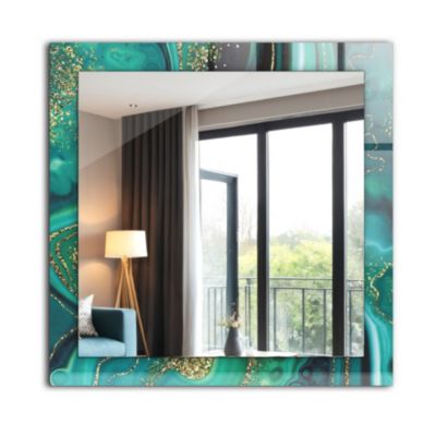 Miroir Mural Tulup 60x60 cm Texture Verte Abstraite Pour Chambre