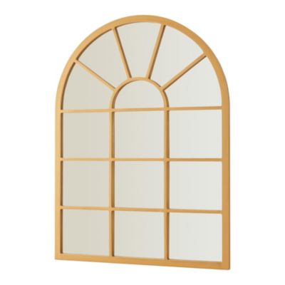 Miroir mural Villalago forme fenêtre arrondie 80 x 60 cm or en.casa