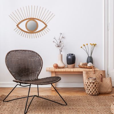 Miroir murale rotin naturel forme œil L.47 x l.42 cm