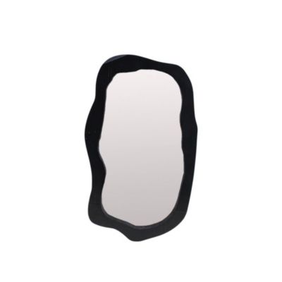 Miroir organique contour bois noir 50x30cm