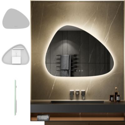 Miroir organique lumineux GALEO 60 x 80 cm LED tactile anti buée + intensité & couleur réglables, salle de bain - Saniverre