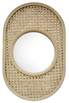 Miroir ovale cannage en rotin H.30 x l.46 cm Deco & Co