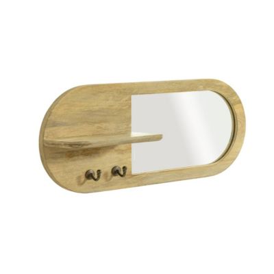 Miroir ovale en bois de manguier clair Juliet
