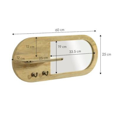 Miroir ovale en bois de manguier clair Juliet