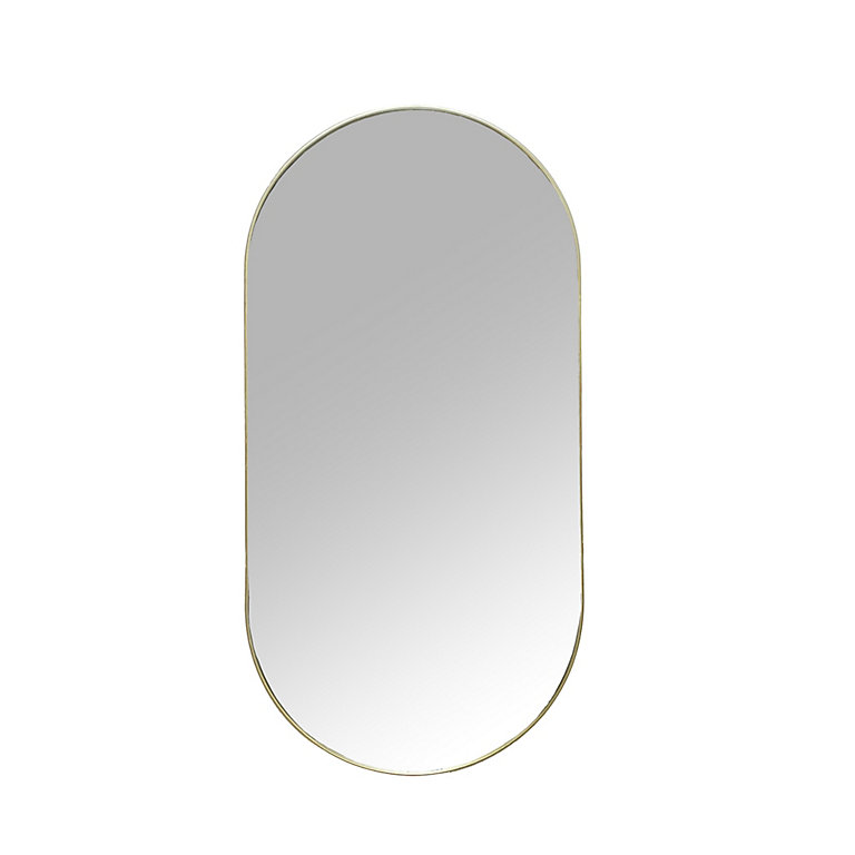 Miroir ovale métal doré 30 x 60 cm | Castorama