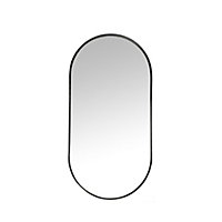 Miroir ovale métal noir 30 x 60 cm