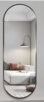 Miroir ovale métal noir H.100cm Ornami, Elvie