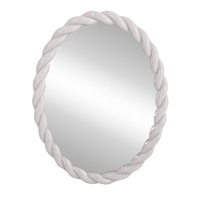 Miroir ovale torsadé Ornami 30X40 cm blanc