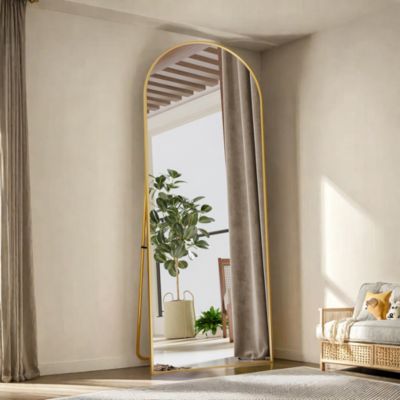 CASSILANDO 162 X 53 Cm Miroir Sur Toute La Longueur, Cadre En Alliage D'aluminium Miroir Sur Pied, Miroir Sur Pied Lisse Arqué, - Maison