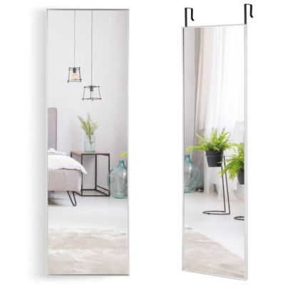 Miroir pleine longueur cadre aluminium crochets réglables Argent
