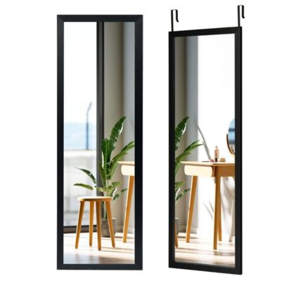 Miroir pleine longueur cadre MDF crochets réglables Noir