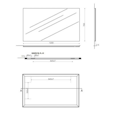 Miroir De Salle De Bain Kiamami Valentina Réversible 120x70 Cm - Bordure Brillante Élégante, Fixation Murale Incluse