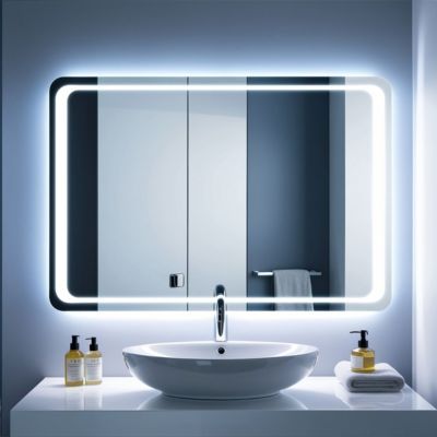 Miroir recrangulaire pour salle de bain 80x60 antibuée avec éclairage LED SANILAND