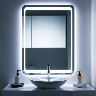 Miroir recrangulaire pour salle de bain 80x60 antibuée avec éclairage LED SANILAND